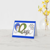 Notecard魔法の魔法使いおよびドラゴン カード (黄色い花)