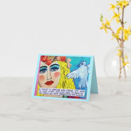 NOTECARD-Aの友人は誰かですWHOは歌を知っています カード (黄色い花)