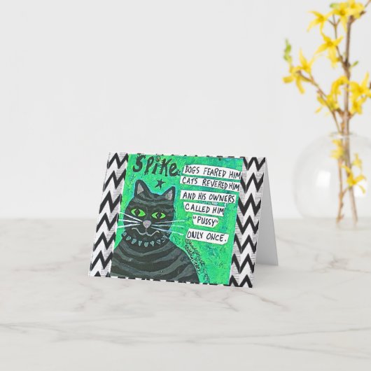 NOTECARD-DOGSは彼をの猫尊敬しました彼を恐れていました カード (黄色い花)