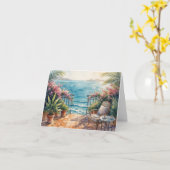 Notecard Ocean Terrace with a Peaceful View カード (黄色い花)