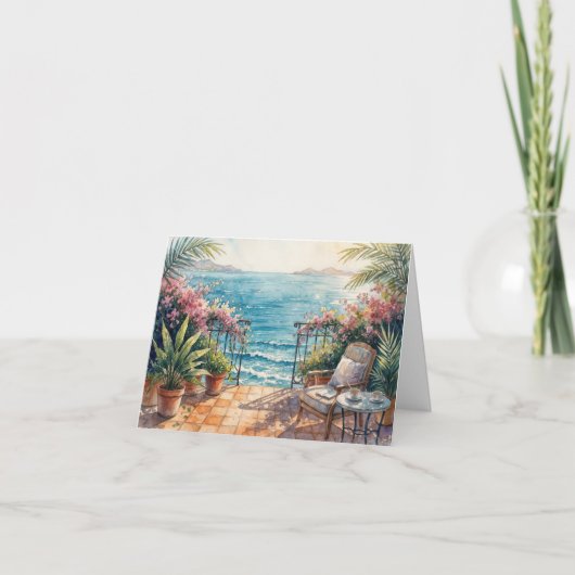 Notecard Ocean Terrace with a Peaceful View カード (正面)