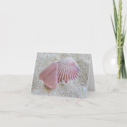 Notecard - Pink Sea Glass and Seashell カード (正面)