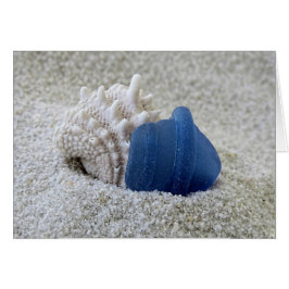 Notecard - SeashellとBlue Sea Glass