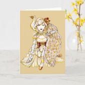 Notecard Steampunkの女王および孔雀 カード (黄色い花)