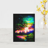 Notecard-Vintage Stained Glass Art-6 カード (黄色い花)