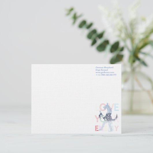 Notecardsドイツの羊飼い水色ブルー 招待状 (スタンド正面)