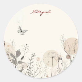 Notepad decorated with wild plant illustrations ラウンドシール