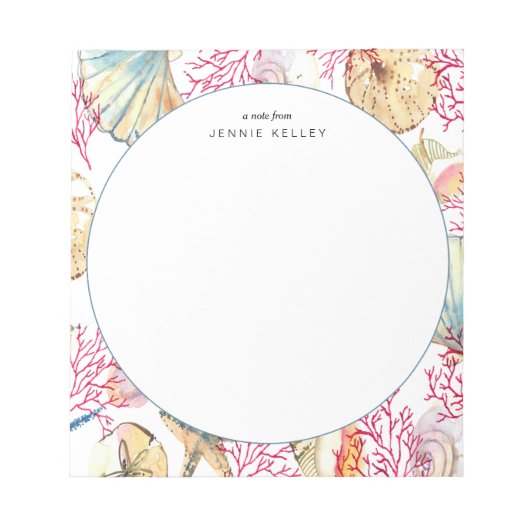 Notepad, Seashellsパーソナライズされた at theビーチ ノートパッド (正面)