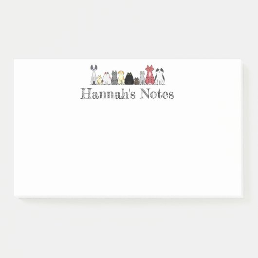 Notes – 猫の列 ポストイット (正面)