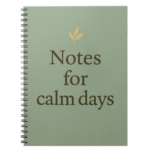 Notes for Calm Days – Minimalist Green Notebook ノートブック (正面)