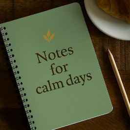 Notes for Calm Days – Minimalist Green Notebook ノートブック