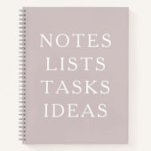 Notes Lists Tasks Ideas Minimal Spiral Notebook ノートブック (正面)