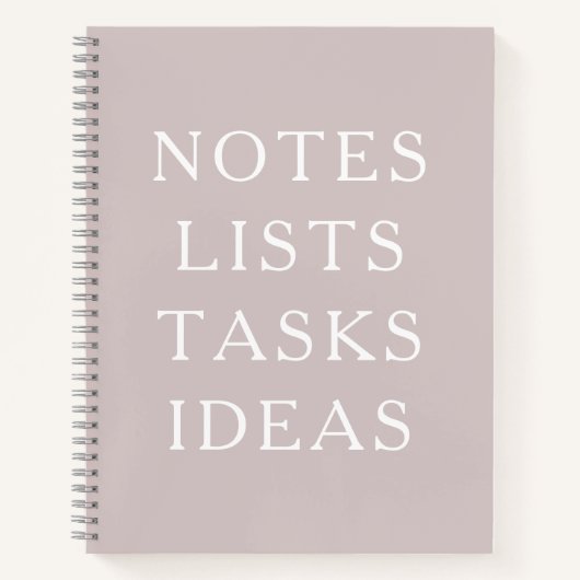 Notes Lists Tasks Ideas Minimal Spiral Notebook ノートブック (正面)