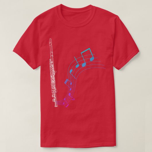 Notes Music Sheet Transverse Flute 2118 Tシャツ (デザイン正面)