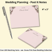 Notes Pink Roses & Doves Wedding ポストイット