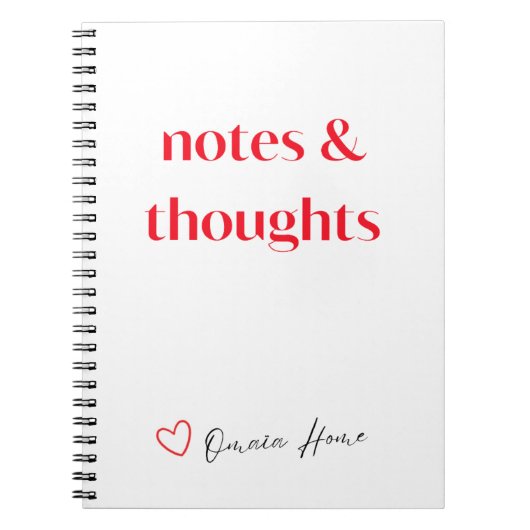 Notes & Thoughts Minimal Typography ノートブック (正面)