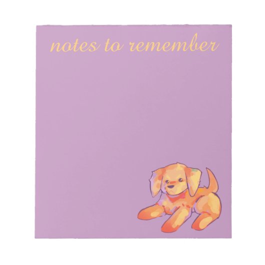Notes to remember, golden retriever puppy  ノートパッド (正面)