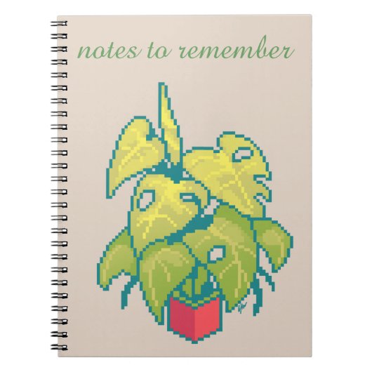 Notes to remember, Monstera , pixel art ノートブック (正面)
