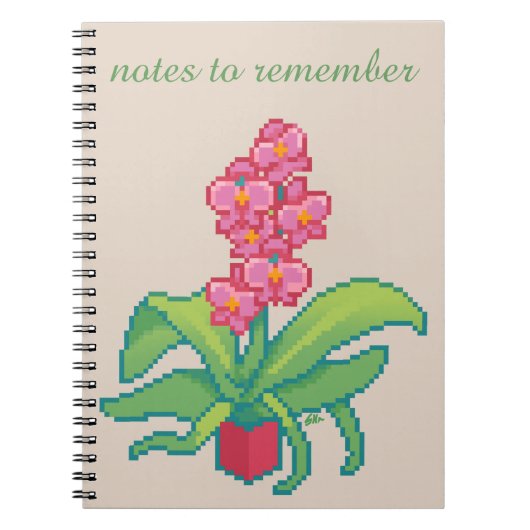 Notes to remember, orchid , pixel art ノートブック (正面)