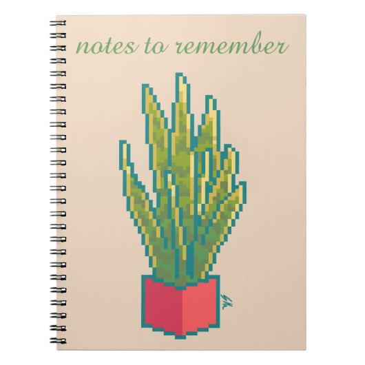 Notes to remember,  snake plant, pixel art ノートブック (正面)