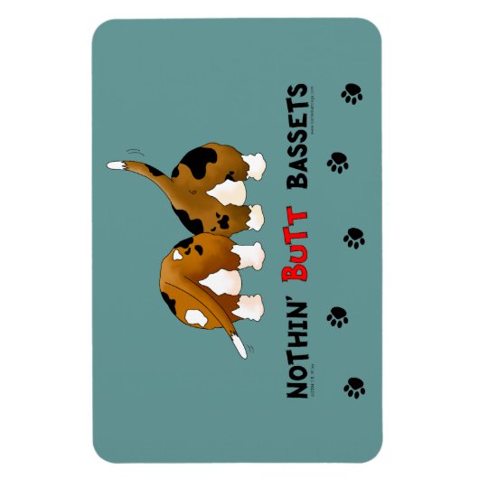 Nothin'お尻Bassets マグネット (縦)
