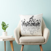 Nothin 'しかしTreble Black Music Notes枕 クッション (椅子)