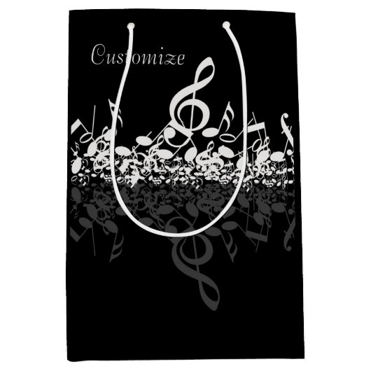 Nothin 'しかしTreble White Music Notes抱き枕 ミディアムペーパーバッグ (正面)