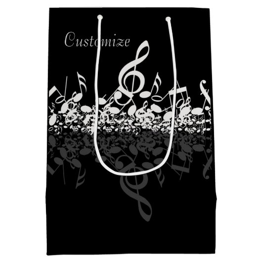 Nothin 'しかしTreble White Music Notes抱き枕 ミディアムペーパーバッグ (裏面)