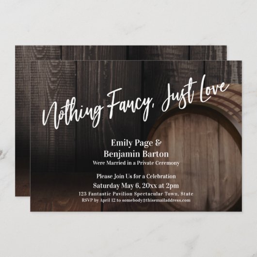 Nothingファンシー Just Loveタイポグラフィウッドバレル 招待状 (正面/裏面)