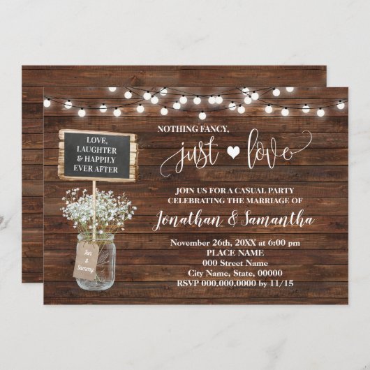 Nothingファンシー Just Love Elopementウェスタン招待状 セーブザデート (正面/裏面)