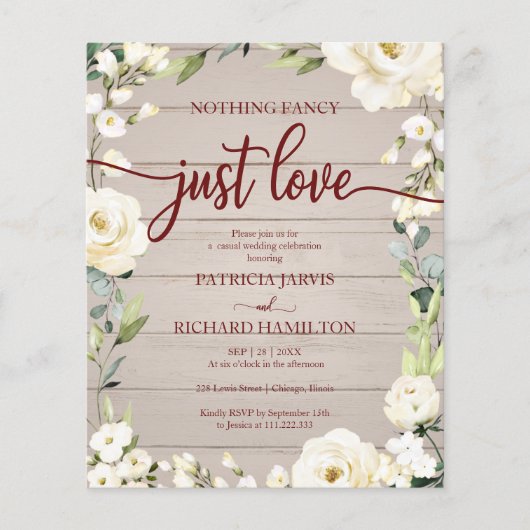 Nothing ファンシーフローラ格安結婚式招待状 (正面)