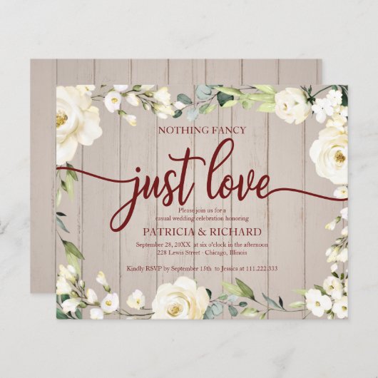 Nothing ファンシーフローラ格安結婚式招待状 (正面/裏面)
