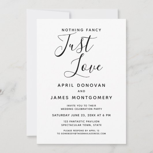 Nothing ファンシー Just Loveタイポグラフィ結婚ズ 招待状 (正面)