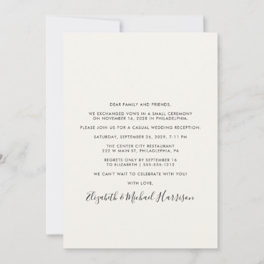 Nothing ファンシー Just Loveフォトウェディングレセプション 招待状 (裏面)