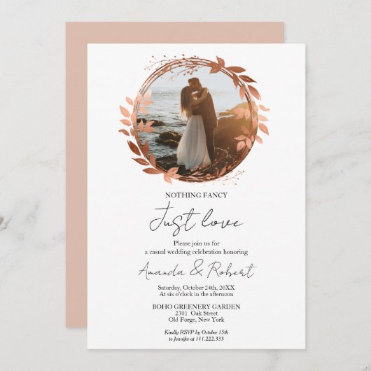 Nothing ファンシー Just Loveリースフォイル結婚ズ 招待状 (正面/裏面)