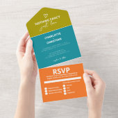 Nothing ファンシー Just Loveレトロ70s結婚 オールインワン招待状 (貼ってはがせる)