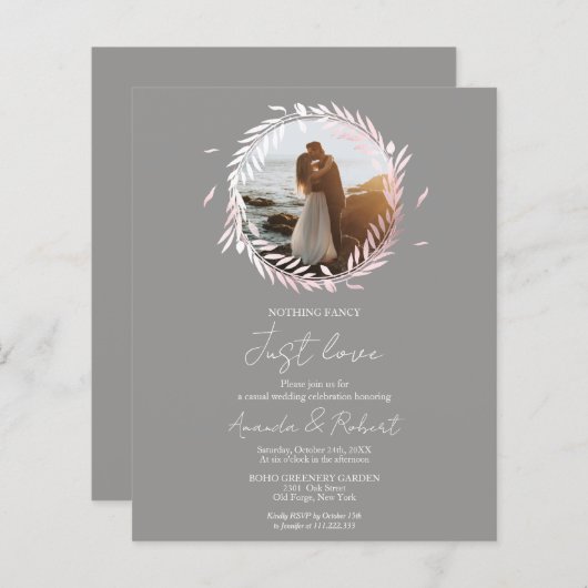 Nothing ファンシー Just Love予算結婚式招待状 (正面/裏面)