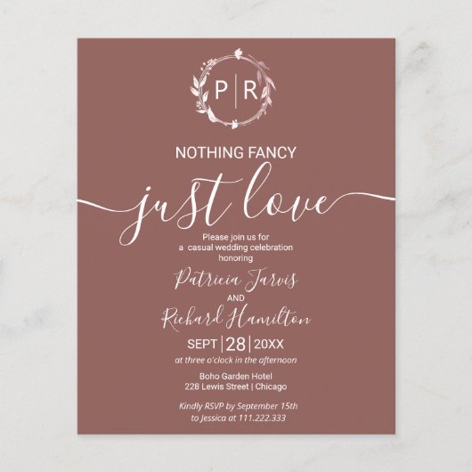 Nothing ファンシー Just Love予算結婚式招待状 (正面)