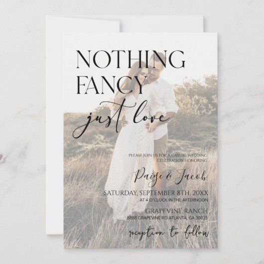 Nothing ファンシー Just Love写真カジュアル結婚の 招待状 (正面)