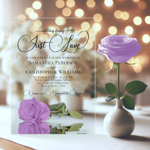 Nothing ファンシー Just Love薄紫パープルバラ結婚 アクリル招待状