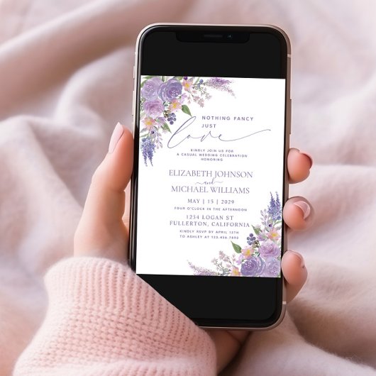 Nothing ファンシー Just Love薄紫ラベンダー写真Invite 招待状