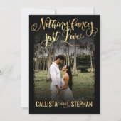 Nothing ファンシー Just Love金ゴールドブラックフォト結婚ズ 招待状 (正面)