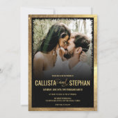 Nothing ファンシー Just Love金ゴールドブラックフォト結婚ズ 招待状 (裏面)