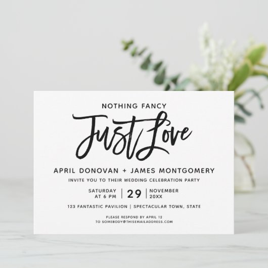 Nothing ファンシー Just Love Brushタイポグラフィ 招待状 (スタンド正面)