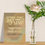 Nothing ファンシー Just Love Earthoneレトロ結婚 箔招待状<br><div class="desc">モカ、タン、トープ、セージストライプグリーンの地色の曲線のテーマを背景にしたおもしろいレトロな結婚式招待状。ホイ実在ル文字読ファンシー「Nothing,  Just Love!」は、スワッシュ、カール、ハートと共におもしろいワードアートレタリングで印刷されている。あなたの特別な日にあなたの喜びであなたの友人や家族を招待状共有に素晴らしい方法！</div>