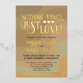 Nothing ファンシー Just Love Earthoneレトロ結婚 箔招待状 (正面)