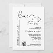 Nothing ファンシー Just Love Minimalistハート+ QRコード 招待状 (正面)