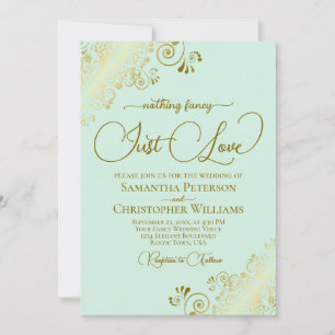 Nothing ファンシー Just Love Mint Green & 結婚金ゴールド 招待状