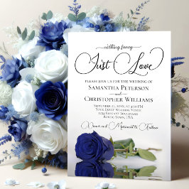 Nothing ファンシー Just Love Navy Blueバラ結婚 招待状
