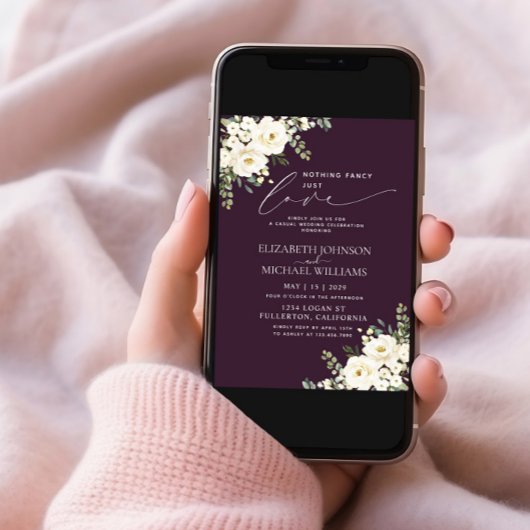 Nothing ファンシー Just Love Plum Purpleフローラ結婚 招待状